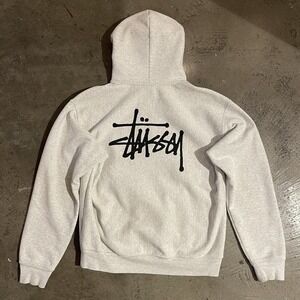 Stussy Logo Gray Hoodie Sweatshirt Size XL Made In Guatemala Used